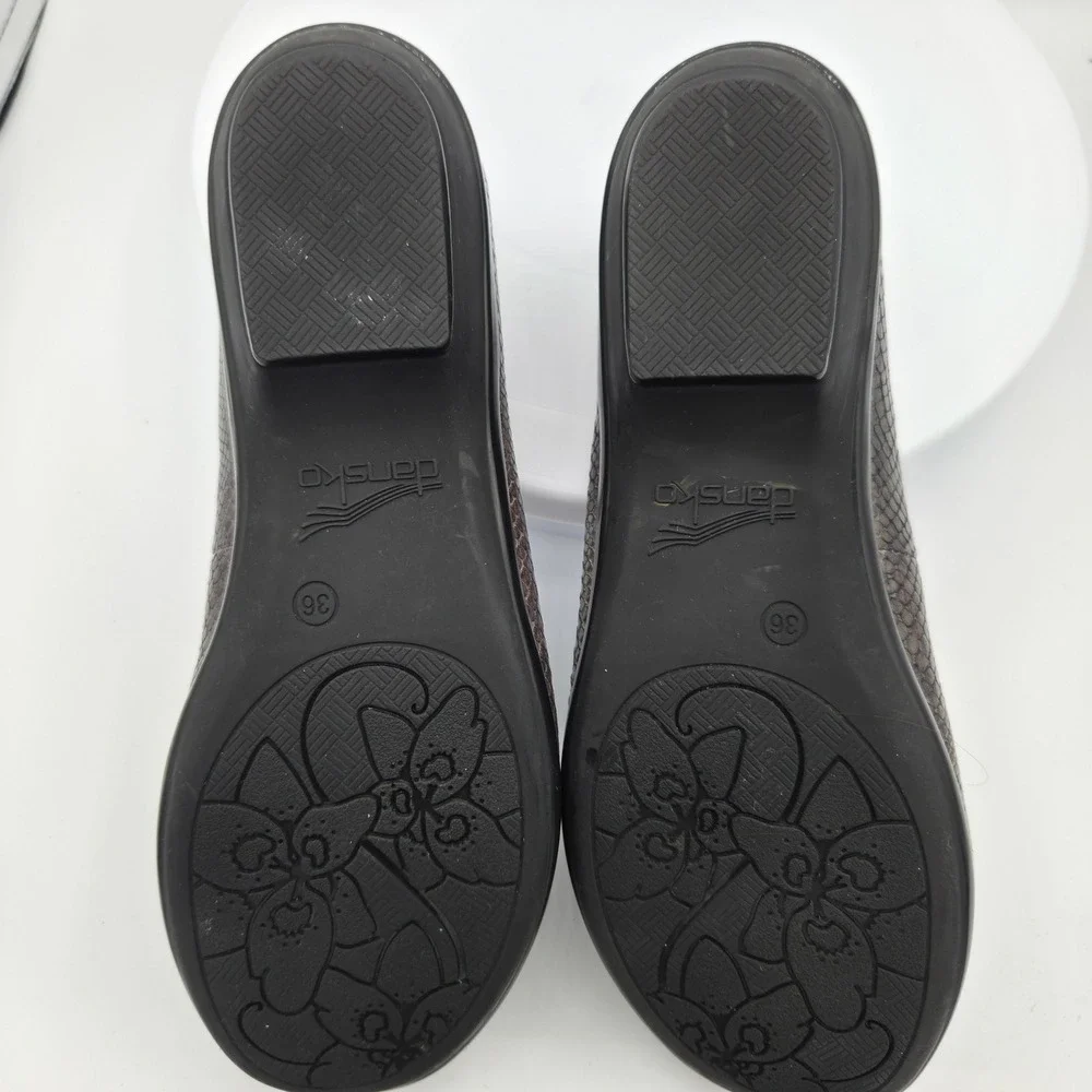 Dansko Aimee Grey Snakeskin Embossed Leather Loafers Slip On Shoes Womens 36